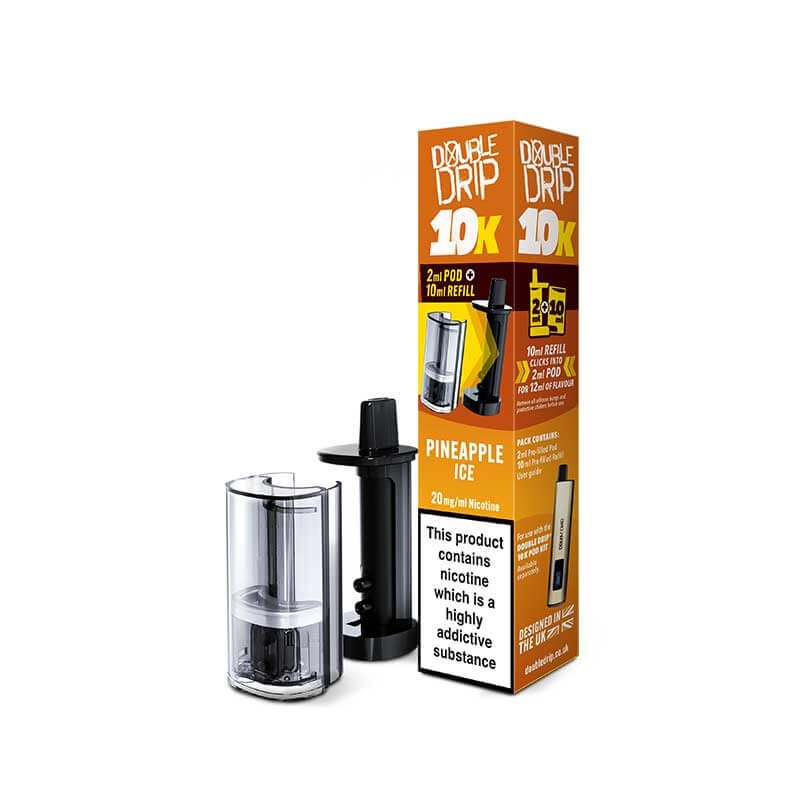 Double-Drip-10k-Pineapple-Ice-Pods Double Drip 10K Pineapple Ice Prefilled Vape Pods + Refill - Image 1
