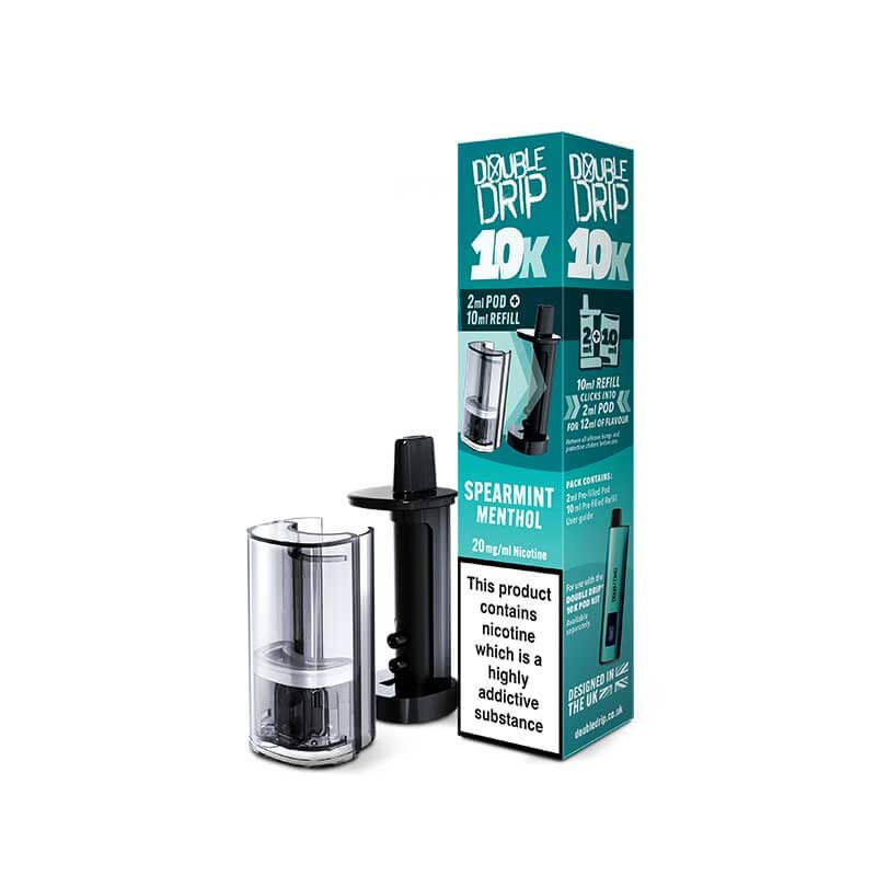 Double-Drip-10k-Spearmint-Pods Double Drip 10K Spearmint Menthol Prefilled Vape Pods + Refill - Image 1