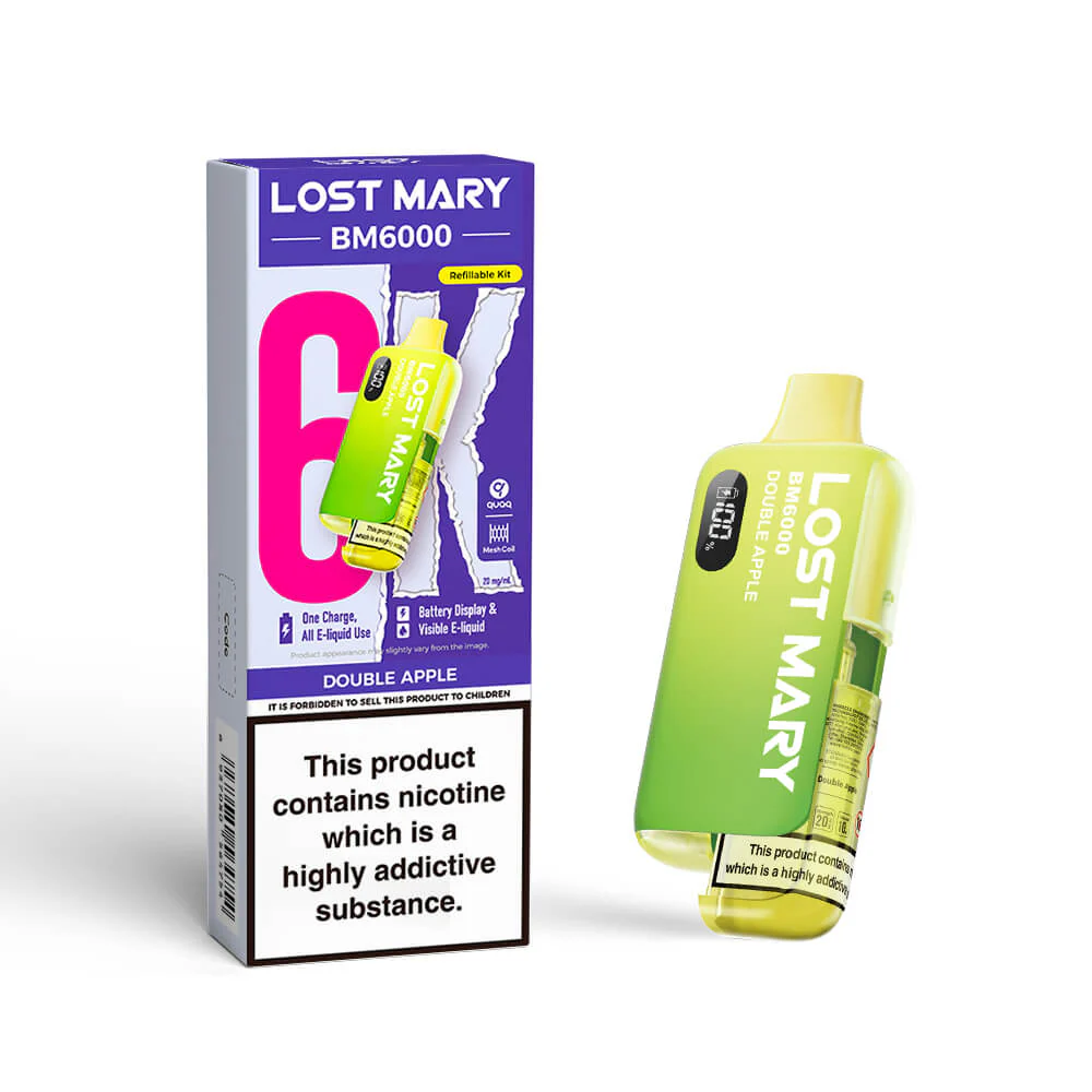 LostMaryBM6000V2PrefilledpodkitDouble-Apple Lost Mary BM6000 Prefilled Pod Vape Kits - Image 1